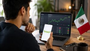 Usuario revisando el depósito mínimo de eToro desde México