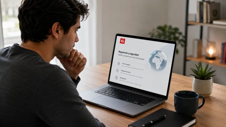 Usuario revisando la regulación de IG antes de abrir cuenta desde México.