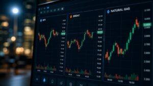 WTI Brent y gas natural en plataforma de trading