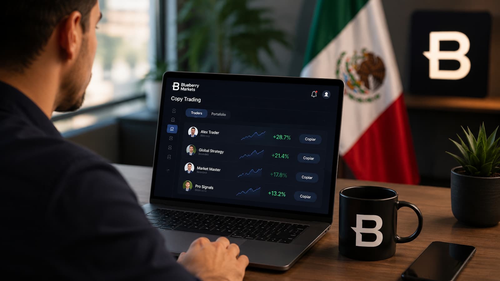 Copy trading en Blueberry Markets en México