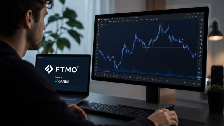 FTMO incorpora TradingView vía OANDA para sus cuentas simuladas y procesos de evaluación.