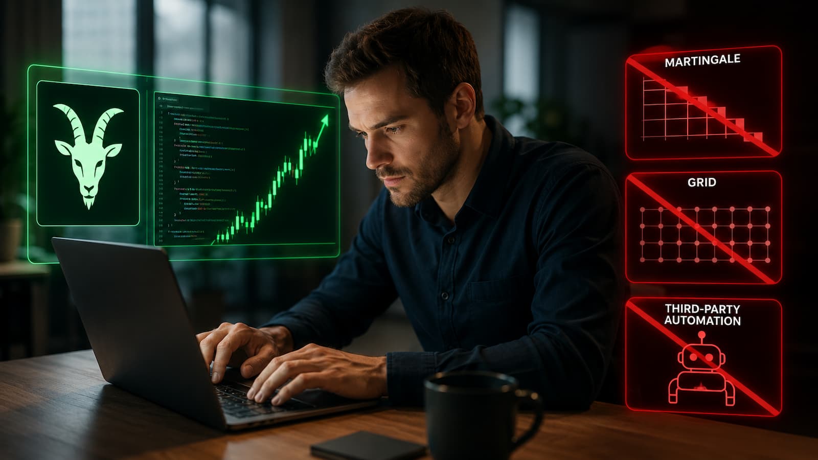Goat permite EAs propios pero restringe martingala grid y automatización de terceros.