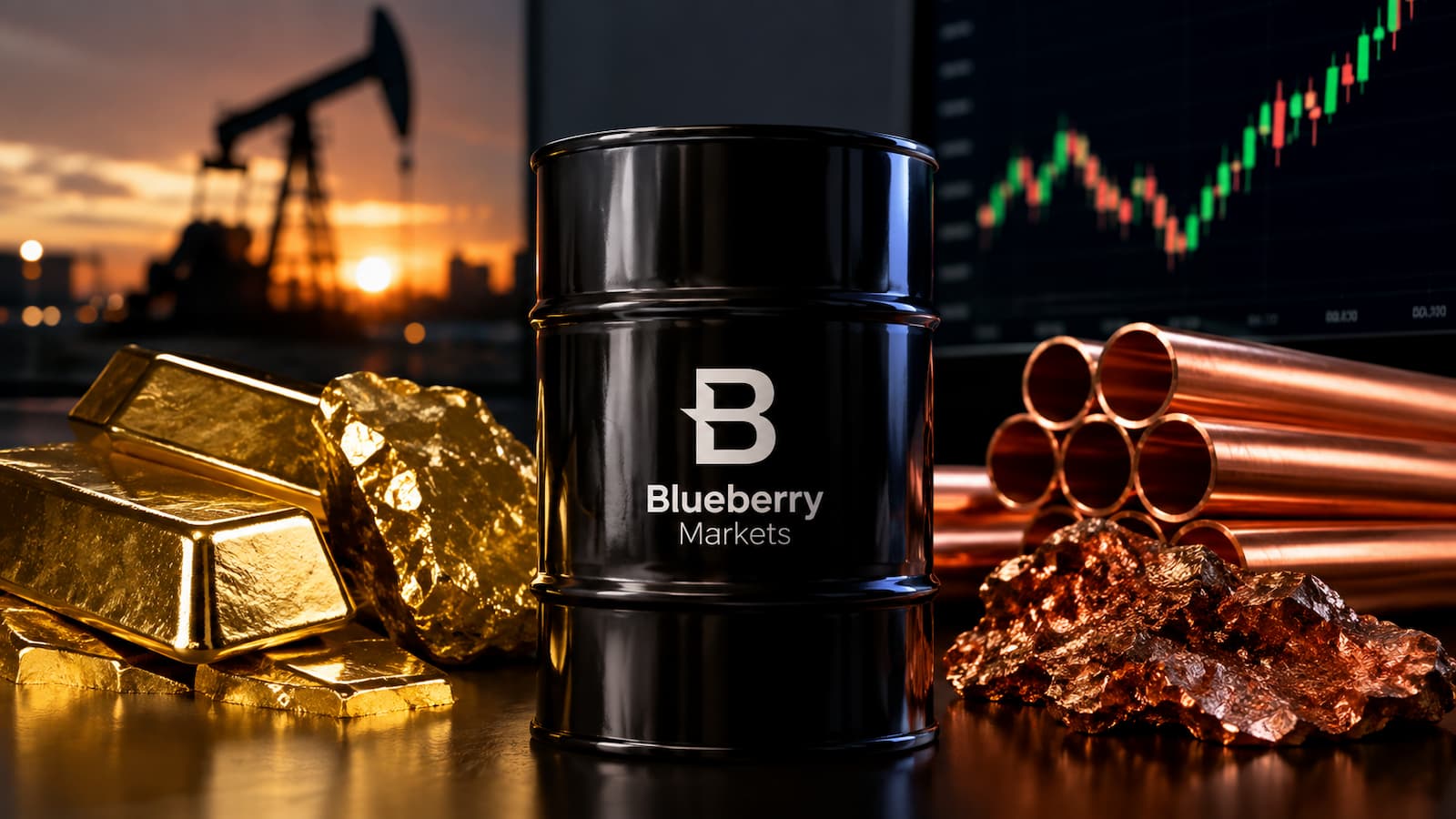 Oro petróleo y cobre en Blueberry Markets