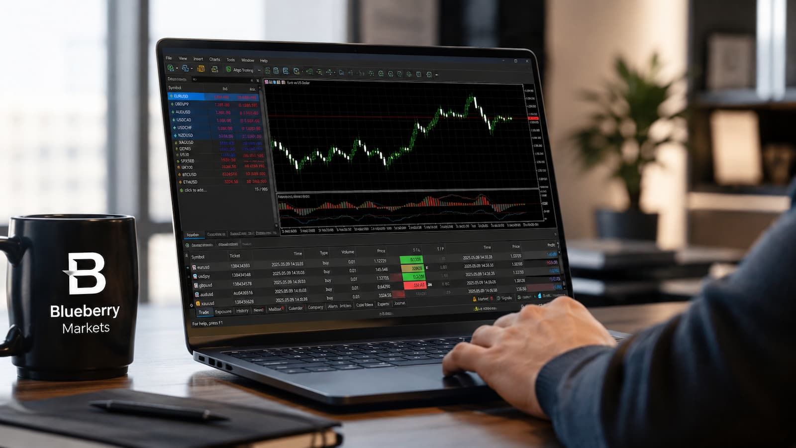 Plataforma MT5 Blueberry Markets para operar CFDs y Forex