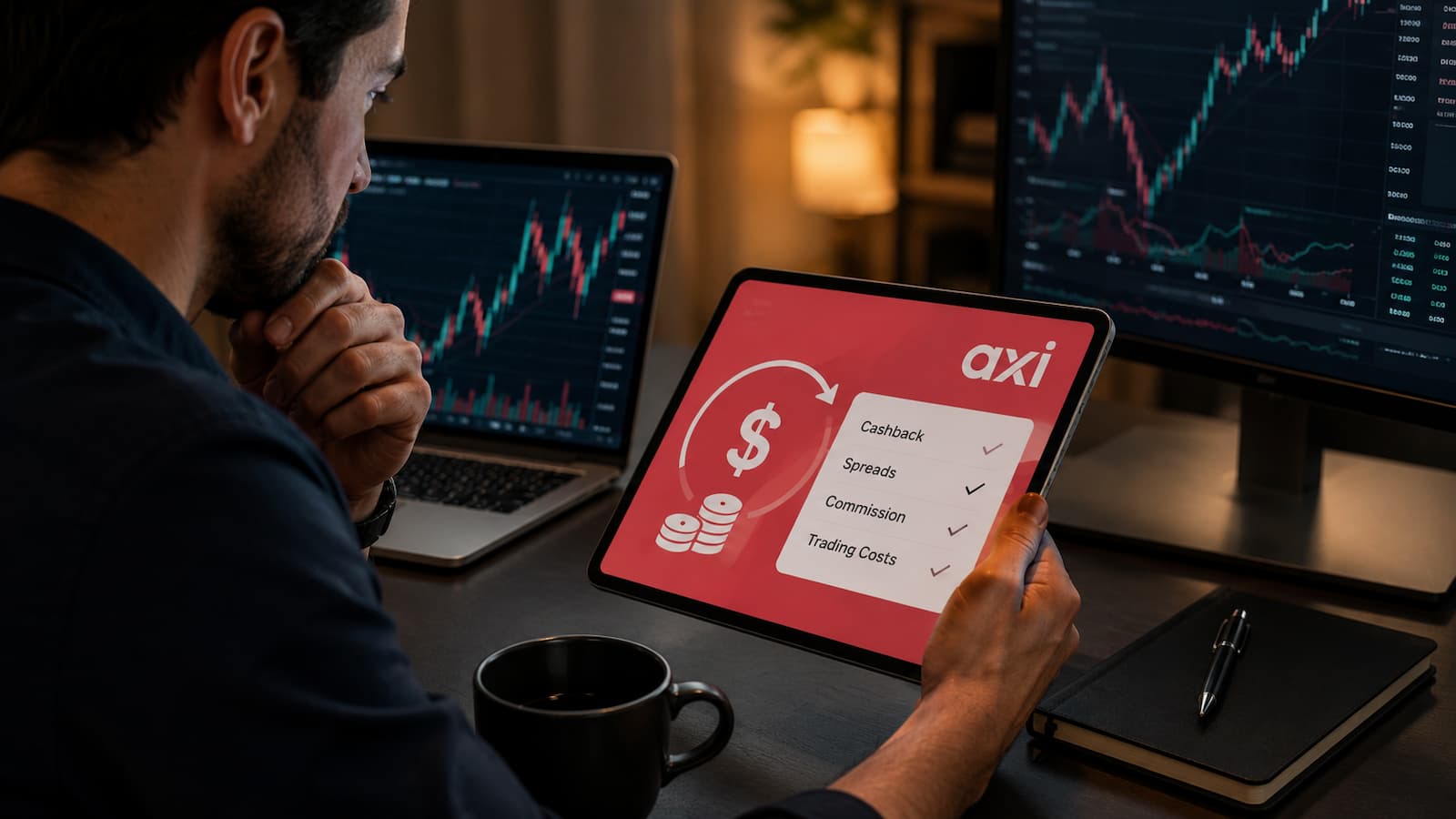Trader revisa condiciones de cashback y costes en Axi