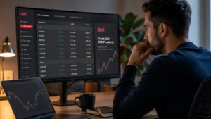 Trader revisando costes de swap en una plataforma de Axi