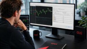 Trader revisando herramientas automáticas en Axi desde México