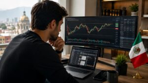 Trader revisando margen y calendario macro antes de operar desde México