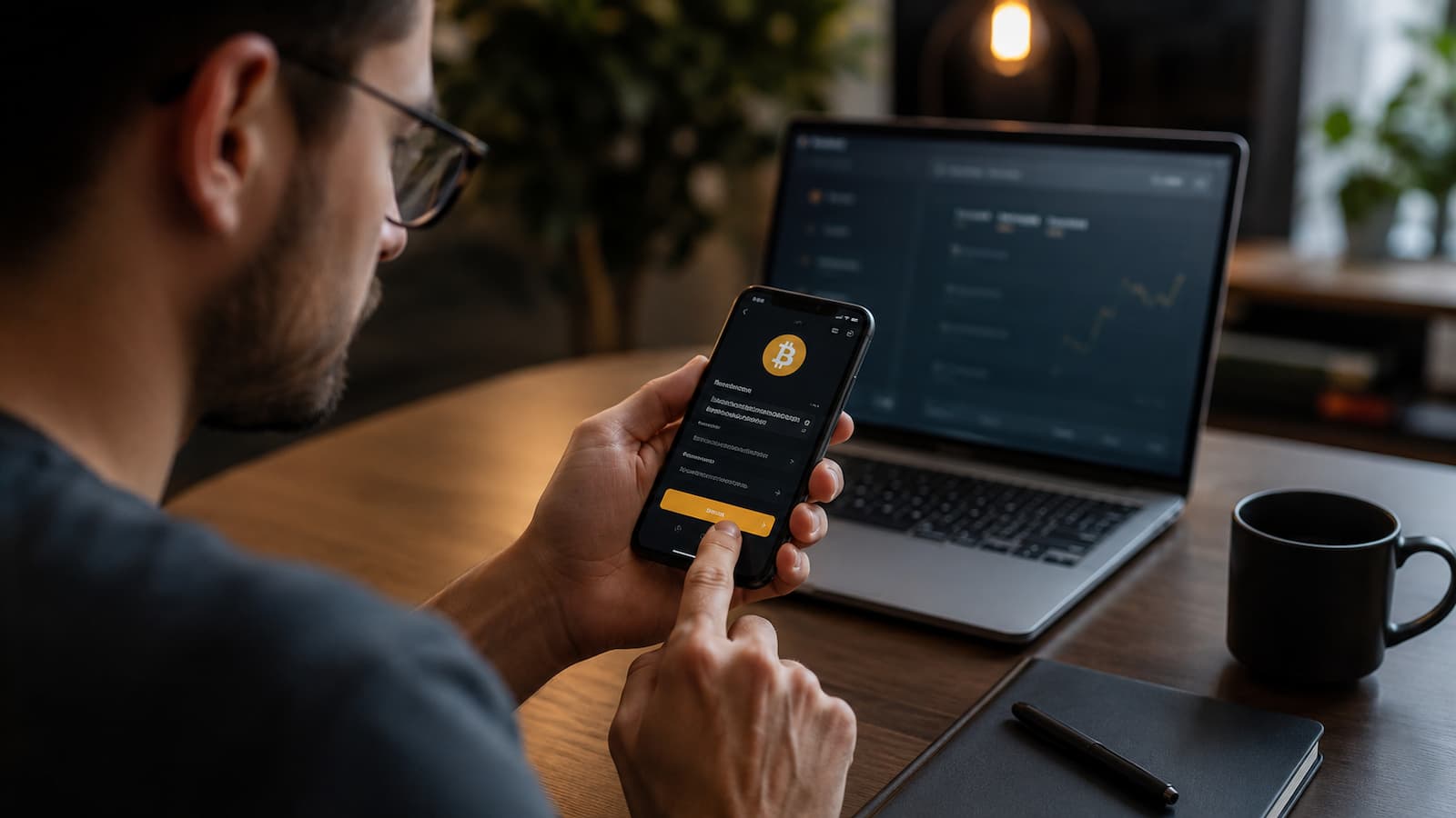 Usuario revisando una transferencia cripto antes de enviarla
