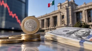 El peso inicia la semana de Banxico tras caer 1.55% frente al dólar.