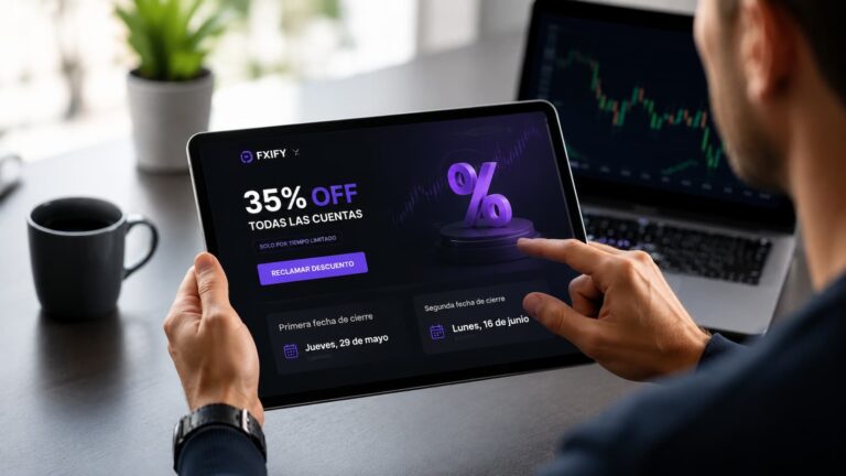 FXIFY muestra un 35% de descuento con dos fechas distintas de cierre en su web oficial.