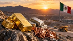 Oro plata y cobre frente al próximo dato de producción minerometalúrgica de México.