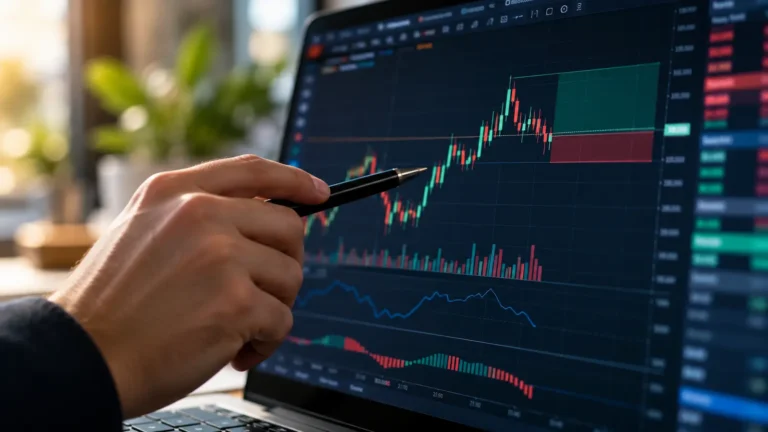 Pantalla de trading con margen y stop loss en una operación CFD.