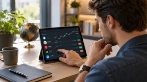 Usuario revisa condiciones de acciones fraccionadas en una plataforma de trading.