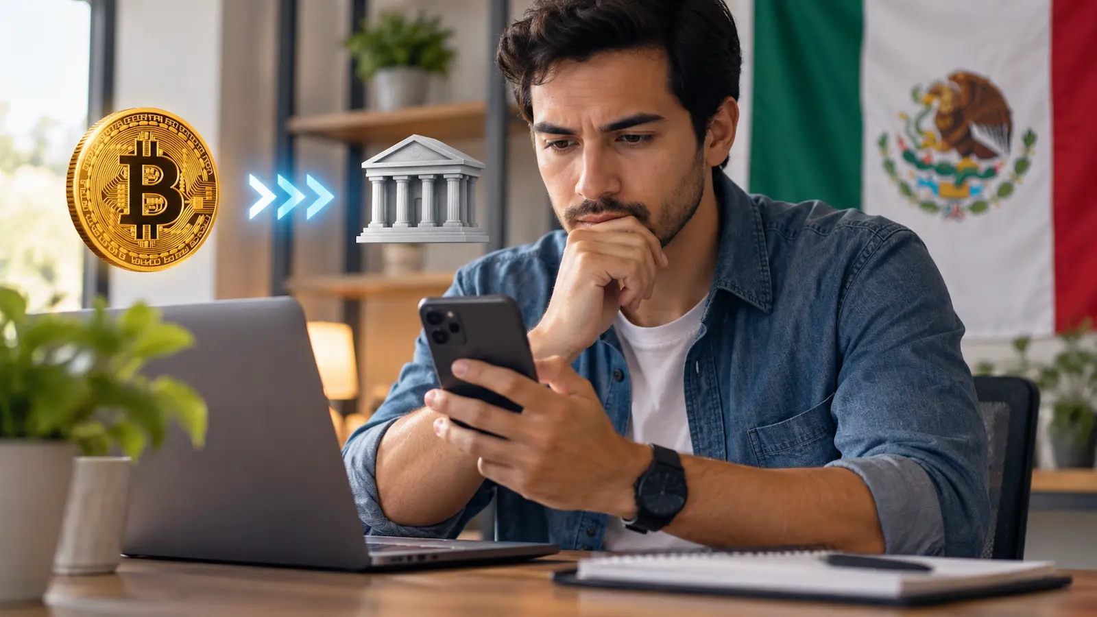 Usuario revisa una transferencia cripto a CLABE desde México.