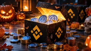 Cajas de Halloween de Binance requisitos de volumen comisiones y recompensas en USDC.