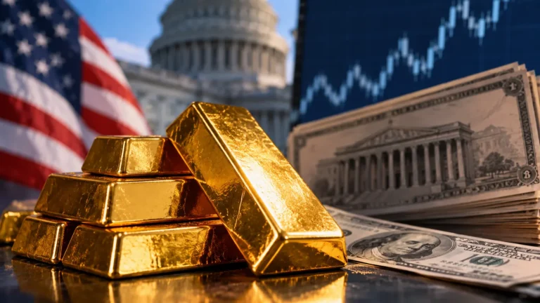 El oro enfrenta empleo débil dólar firme y Treasuries cerca de máximos de 24 años.