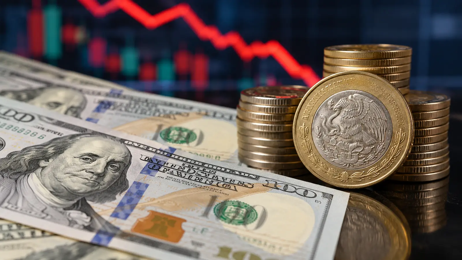 El peso llega a las nóminas de EE. UU. tras cuatro sesiones de pérdidas frente al dólar.
