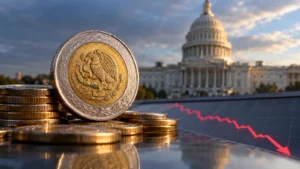 El peso se debilitó mientras bajaban los rendimientos de los bonos del Tesoro de EE. UU.