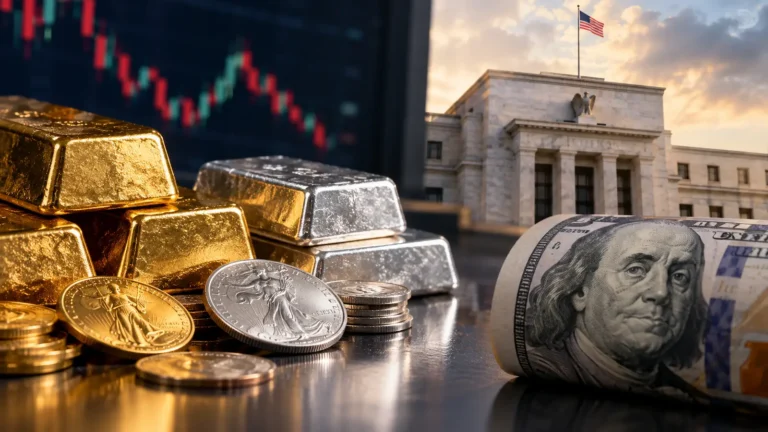 Oro y plata enfrentan un dólar firme mientras la Fed mantiene abierta otra subida de tasas.
